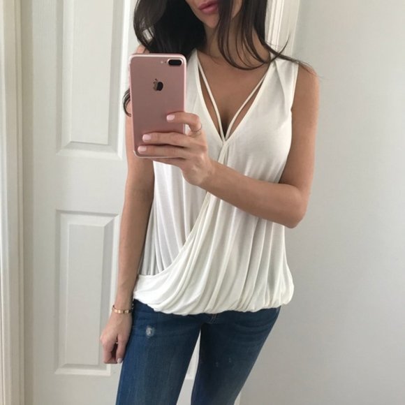 Summer Off-White Wrap Tank (S,L)—Final Sale - Picture 4 of 4